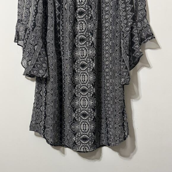 City Triangles Off Shoulder Mini Dress L Flutter Sleeve Y2K Boho Festival Party - Picture 10 of 11